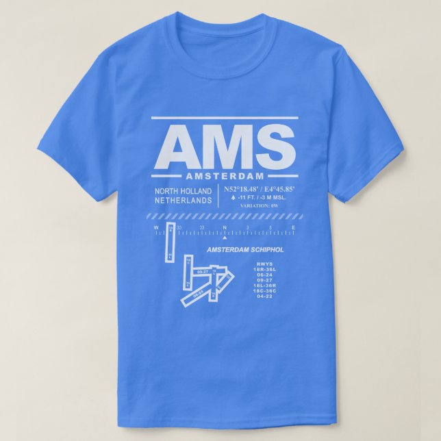 Amsterdam Schiphol Airport AMS T-Shirt (Design Front)