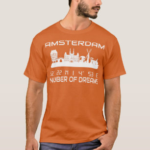 Amsterdam Skyline GPS Coordinates City Dream City  T-Shirt