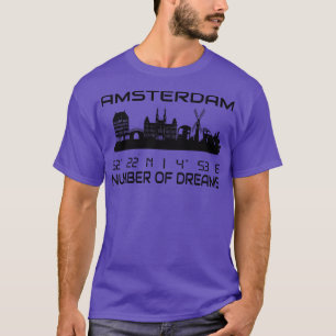 Amsterdam Skyline GPS Coordinates City Dream City T-Shirt