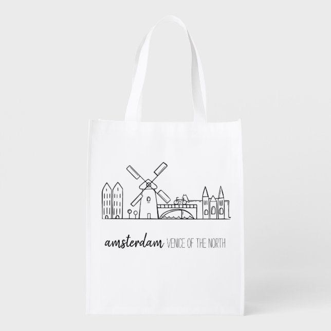 Amsterdam Skyline Grocery Bag (Back)