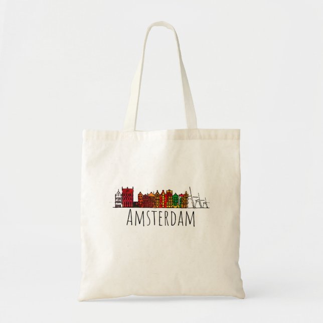 Amsterdam Skyline Holland Love Travel Design Tote Bag (Front)