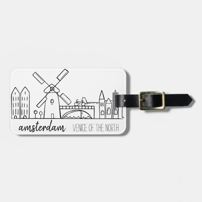 Amsterdam Skyline Luggage Tag (Front Horizontal)