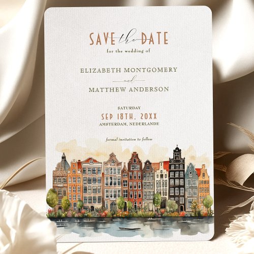 Amsterdam Skyline Nederlande Save_the_Date Invitation