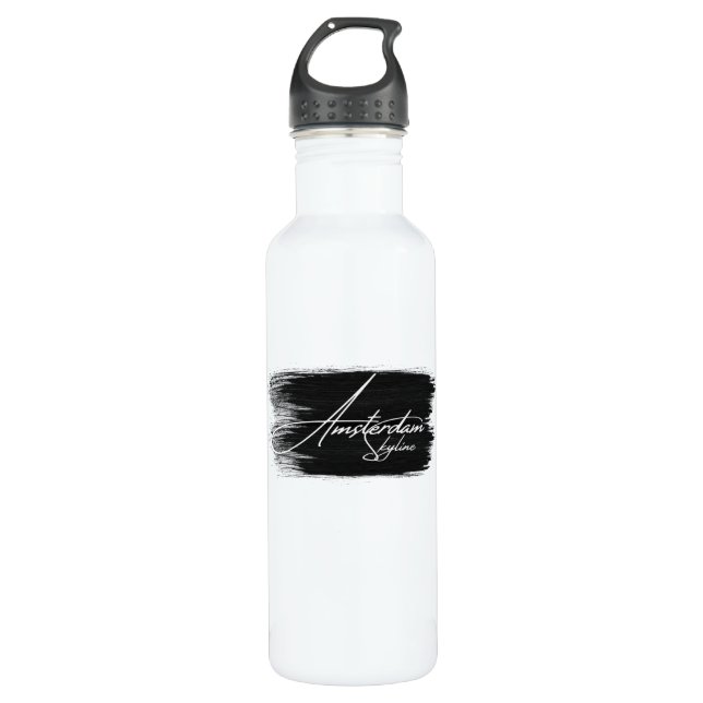 Amsterdam Skyline Writing Stainless Steel Water Bottle (Front)