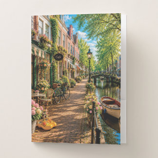 Amsterdam Spring Canal Hydrangea Pocket Folder