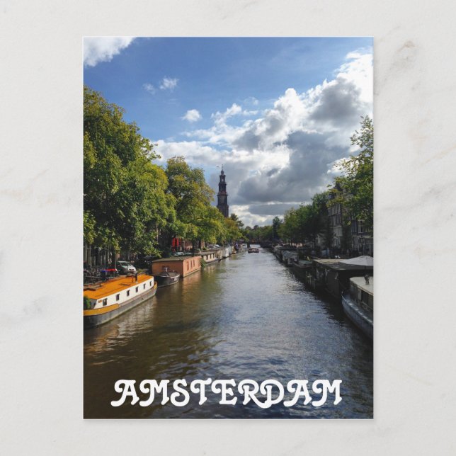 Amsterdam Spring Canal Prinsengracht Postcard (Front)