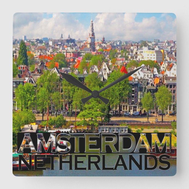 Amsterdam Square Wall Clock (Front)