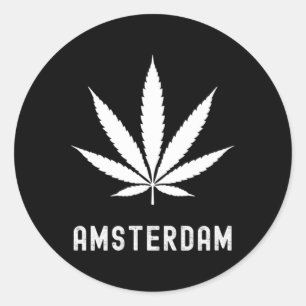 Amsterdam Stoner Pot Leaf Travel Vacation  Classic Round Sticker