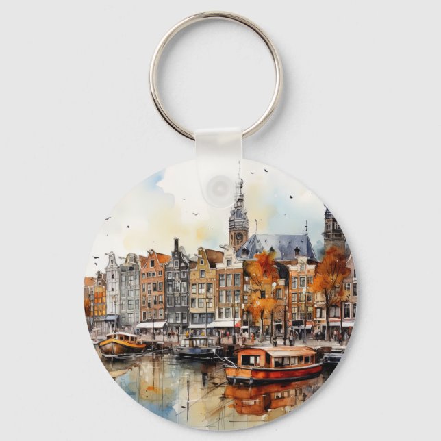 Amsterdam, Stretched Print Keychain (Front)