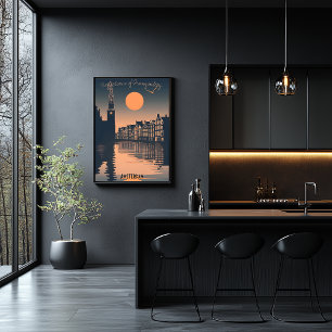 Amsterdam Sunset - Canal Silhouette Reflections Poster