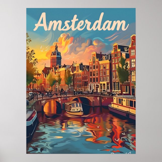 Amsterdam Sunset Serenity: Canal Cruise Poster (Front)