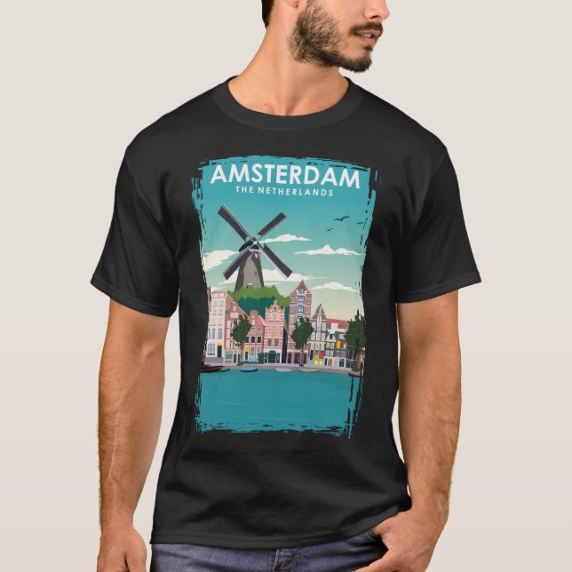 Amsterdam Travel Poster  T-Shirt (Front)