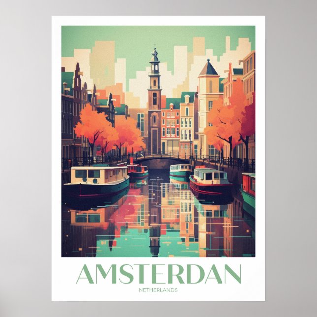 Amsterdam Travel Print Wall Art  (Front)