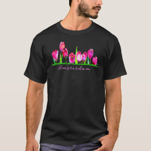 Amsterdam Tulip Flower Watercolor Women Girls Gard T-Shirt