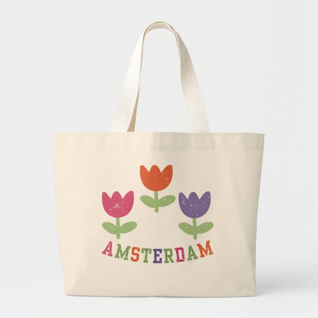 Amsterdam Tulips Large Tote Bag (Front)