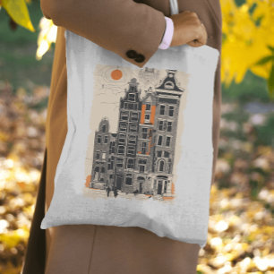 Amsterdam Vintage Dutch Street Houses Travel Art Tote Bag