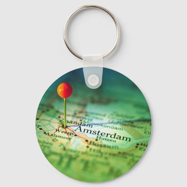 AMSTERDAM Vintage Map Keychain (Front)