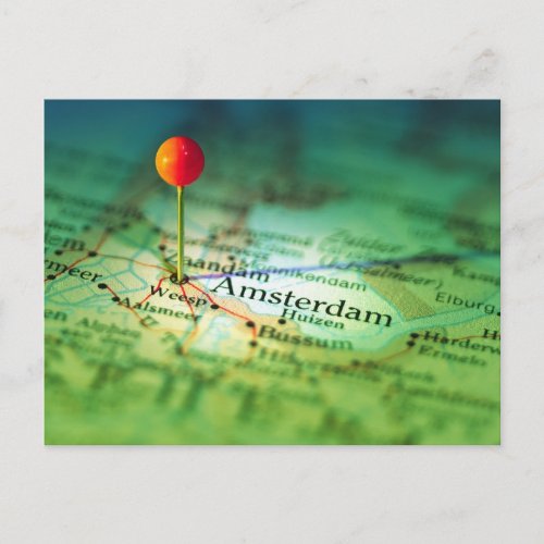 AMSTERDAM Vintage Map Postcard