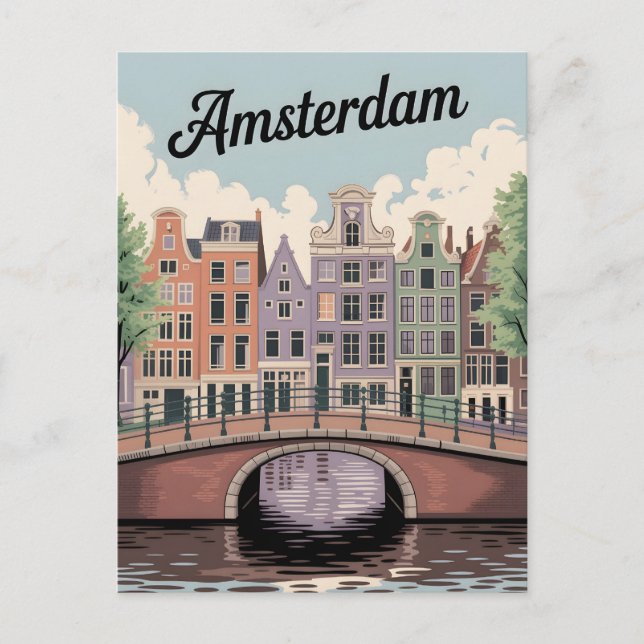 Amsterdam vintage postcard (Front)