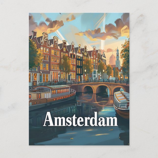 Amsterdam vintage postcard (Front)
