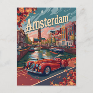 Amsterdam vintage racing car postcard