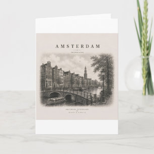 Amsterdam Vintage Travel City Design Card