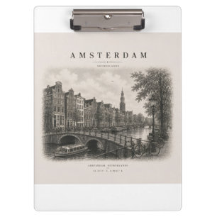 Amsterdam Vintage Travel City Design Clipboard