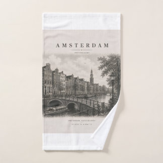 Amsterdam | Vintage Travel City Design Hand Towel
