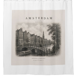 Amsterdam | Vintage Travel City Design Shower Curtain
