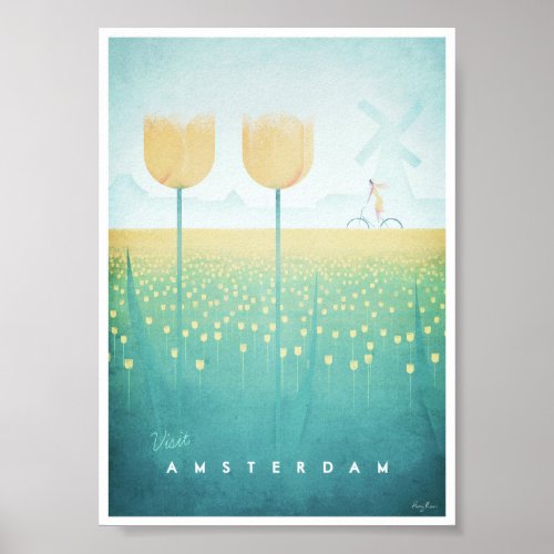 Amsterdam Vintage Travel Poster