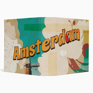 Amsterdam Vintage Travel Poster 3 Ring Binder