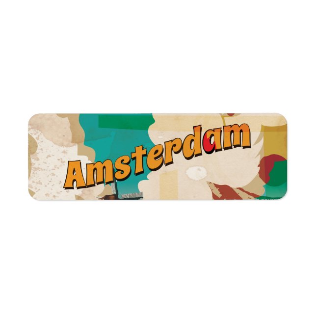 Amsterdam Vintage Travel Poster Label (Front)