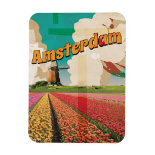 Amsterdam Vintage Travel Poster Magnet