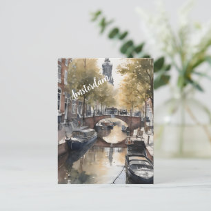Amsterdam watercolor painting invitation postcard