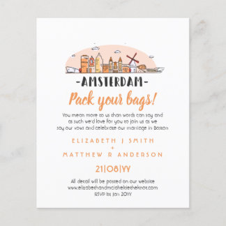 AMSTERDAM Wedding Handdrawn Skyline Modern Invite