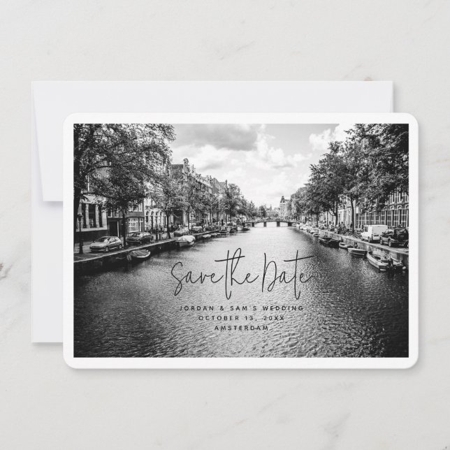 Amsterdam Wedding Photo Save the Date Invitation (Front)