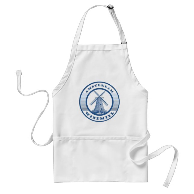AMSTERDAM WINDMILL BLUE ADULT APRON (Front)