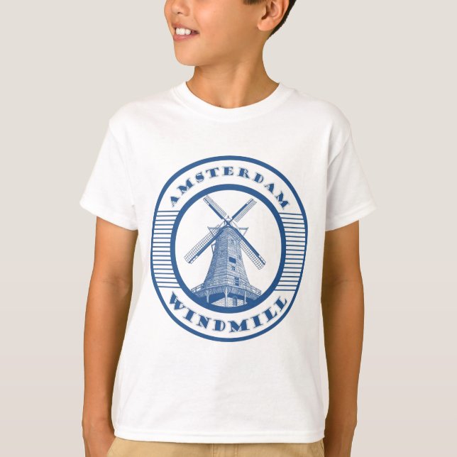 AMSTERDAM WINDMILL BLUE T-Shirt (Front)