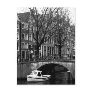Amsterdam Winter Canal Boat Scene Postcard