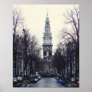 Amsterdam Winter Canal Zuiderkerk Church Tower Poster