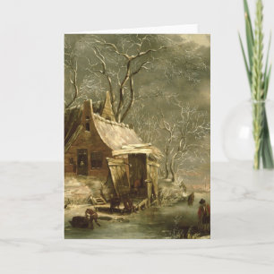 Amsterdam, winter scene, 17th century holiday card