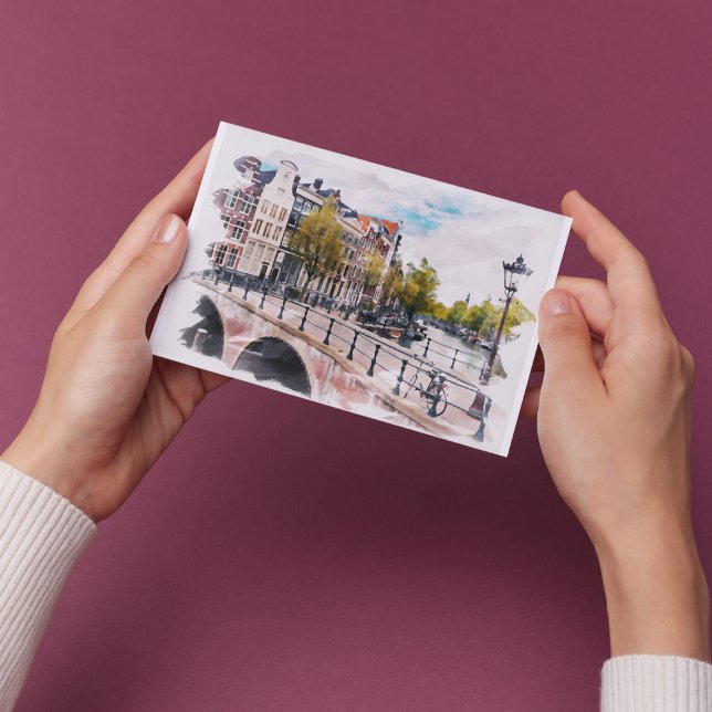 Amsterdam World Travel Vintage Aquarelle Retro Art Postcard (Creator Uploaded)