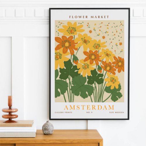 Amsterdam Yellow Flower Market  Poster