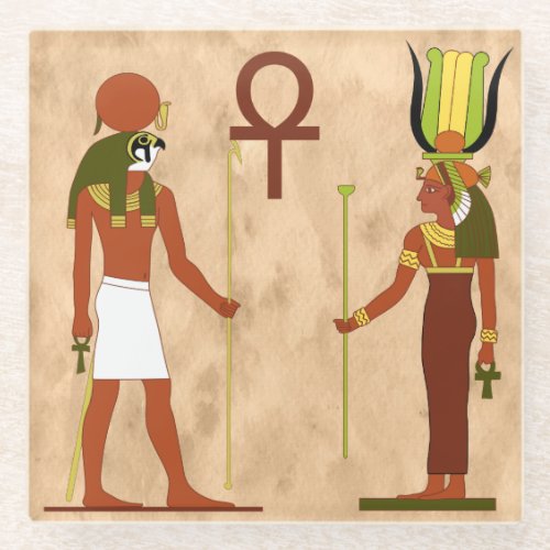 Amun Ra And Isis Glass Coaster