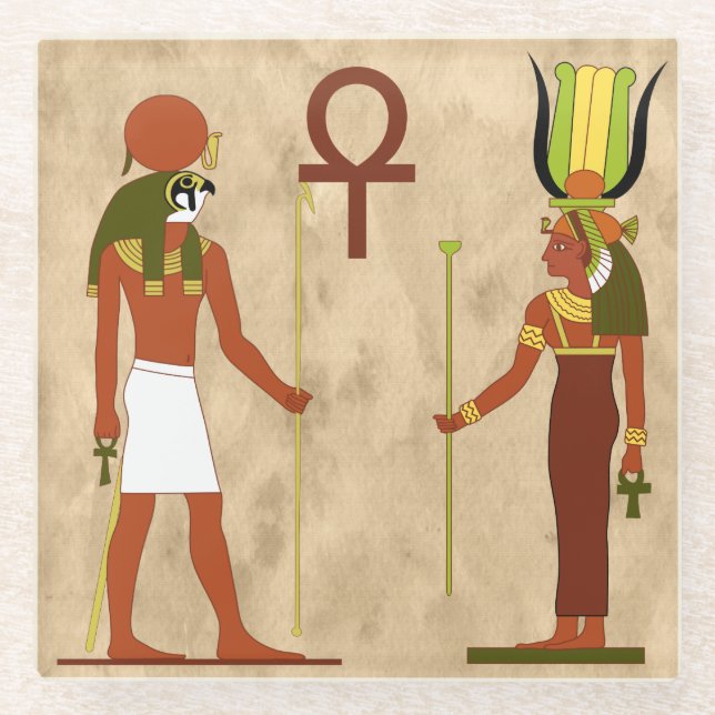Amun Ra And Isis Glass Coaster (Front)