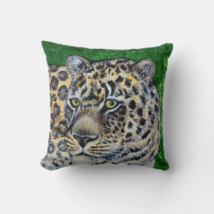 Amur Leopard Painting Throw Pillow