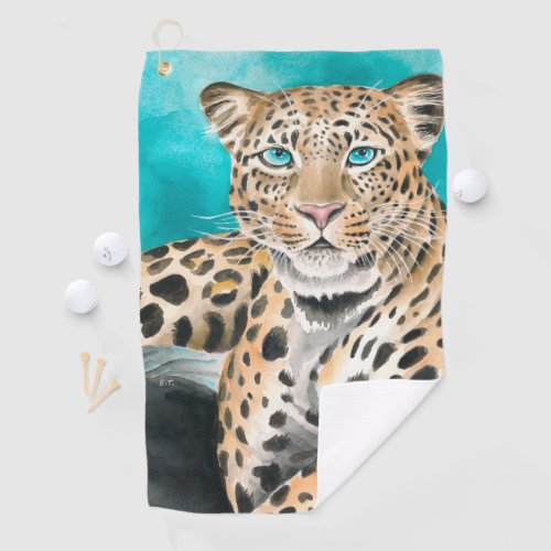 Amur Leopard Watercolor Art Golf Towel