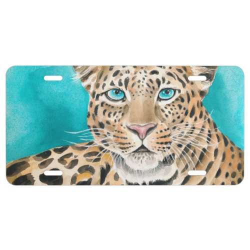 Amur Leopard Watercolor Art License Plate