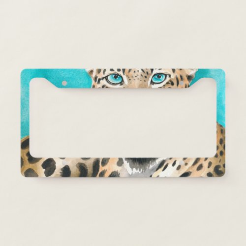 Amur Leopard Watercolor Art License Plate Frame