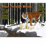 Amur (Siberian) Tiger Statuette<br><div class="desc">An Amur Tiger emerges from the forest and approaches a stream. Add your own text. Largest of the tiger sub-species, the Amur, or Siberian, Tiger is highly endangered. They are found in the Amur River area on the border of China and Russia. A few may still survive in North Korea....</div>